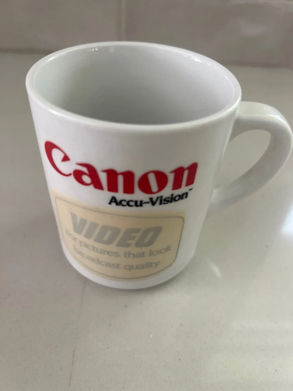 Canon Vintage 80's White Ceramic Mug with Red Logo